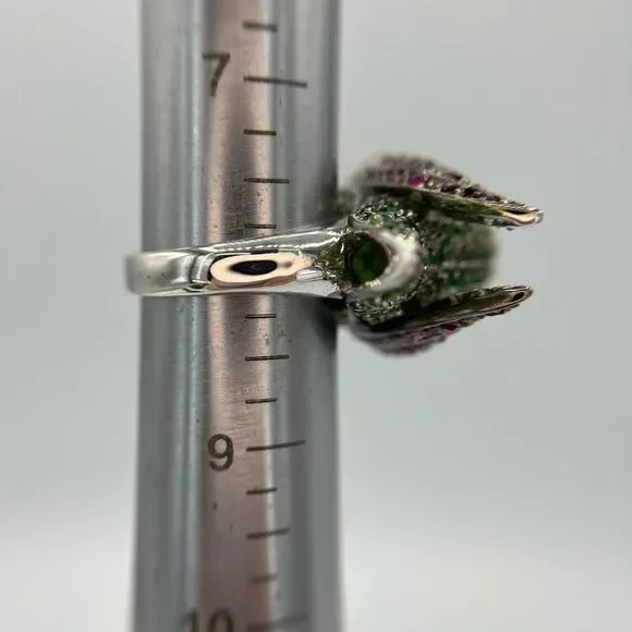 NEW RHODIUM PLATED CZ PARROT RING - Picture 15 of 16